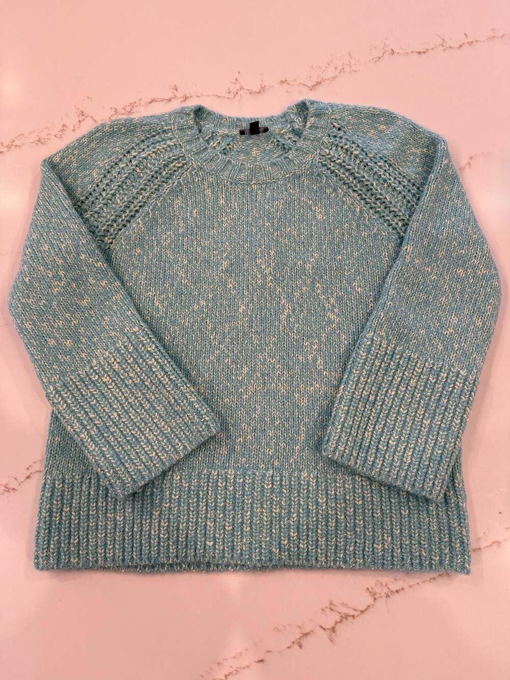 Talbots Blue Marled Knit Raglan Sleeve Sweater Size S